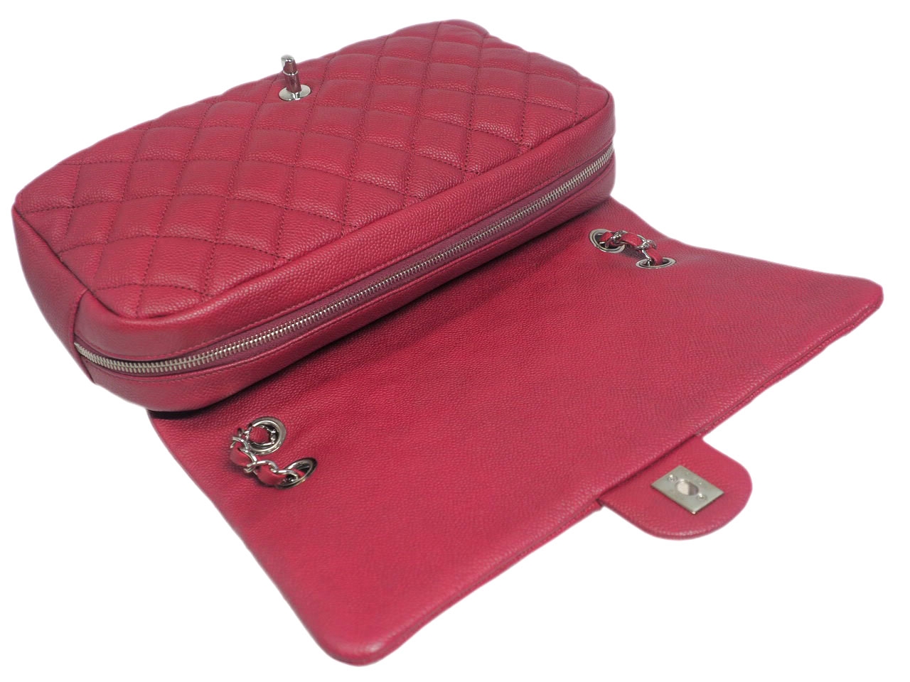 Chanel 20305554 Red Caviar Easy Flap (Basic Flap ) Jumbo Silver Metal-38959 Chanel 20305554 Red Caviar Easy Flap (Basic Flap ) Jumbo Silver Metal-38959