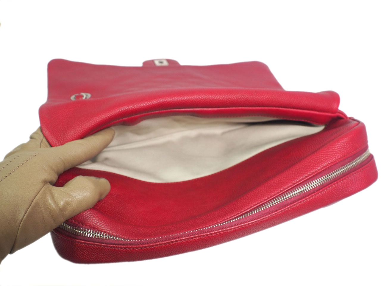 Chanel 20305554 Red Caviar Easy Flap (Basic Flap ) Jumbo Silver Metal-38960 Chanel 20305554 Red Caviar Easy Flap (Basic Flap ) Jumbo Silver Metal-38960