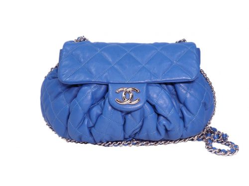 Chanel 15378977 Blue Calf Medium Chain Around Quilted Classic Cross Body Flap Bag-0