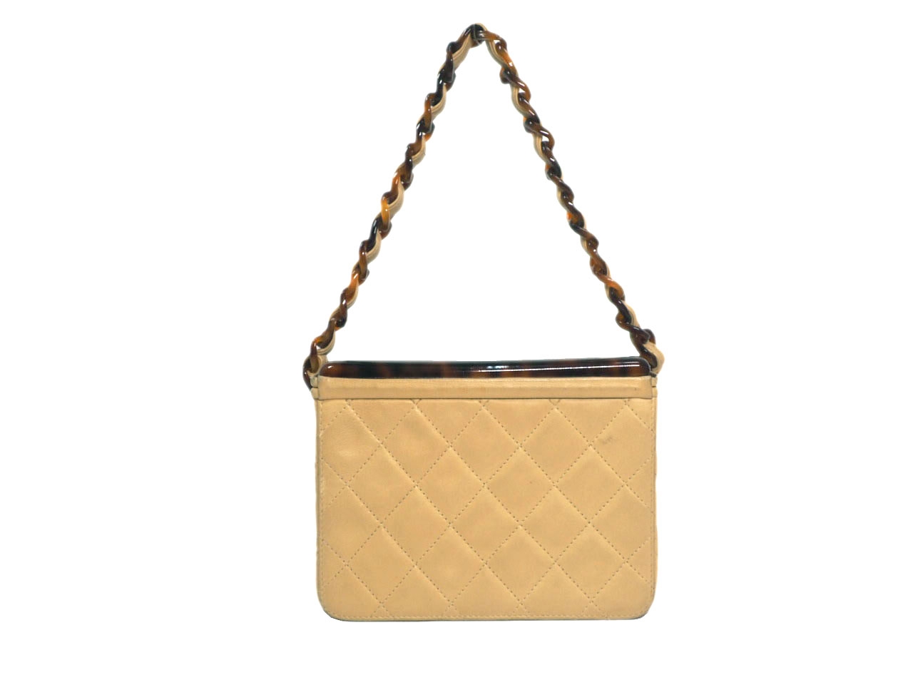 Chanel 4752133 Vintage Beige Lambskin Quilted Resin/ Tortoise Box Bag Resin Hardware-39359 Chanel 4752133 Vintage Beige Lambskin Quilted Resin/ Tortoise Box Bag Resin Hardware-39359