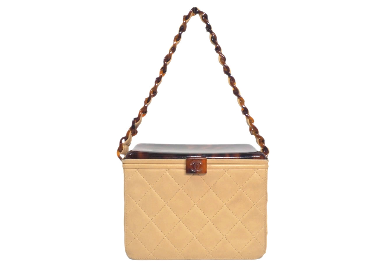 Chanel 4752133 Vintage Beige Lambskin Quilted Resin/ Tortoise Box Bag Resin Hardware-0 Chanel 4752133 Vintage Beige Lambskin Quilted Resin/ Tortoise Box Bag Resin Hardware-0