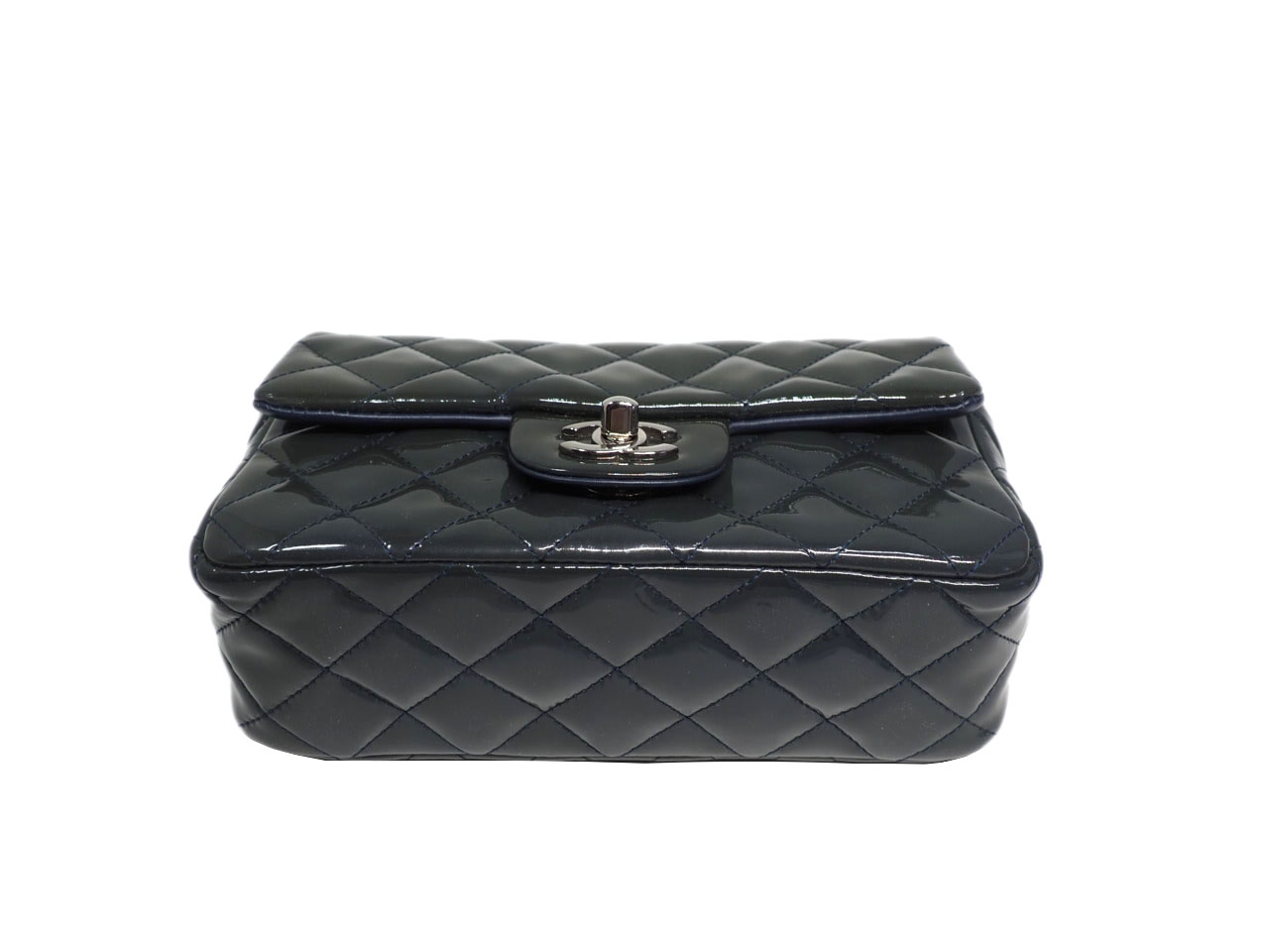Chanel 20479740 Olive Green/ Blue Patent Leather Mini Flap Silver-Tone Hardware-39560 Chanel 20479740 Olive Green/ Blue Patent Leather Mini Flap Silver-Tone Hardware-39560