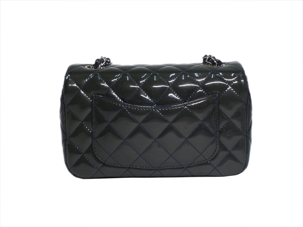 Chanel 20479740 Olive Green/ Blue Patent Leather Mini Flap Silver-Tone Hardware-39562 Chanel 20479740 Olive Green/ Blue Patent Leather Mini Flap Silver-Tone Hardware-39562